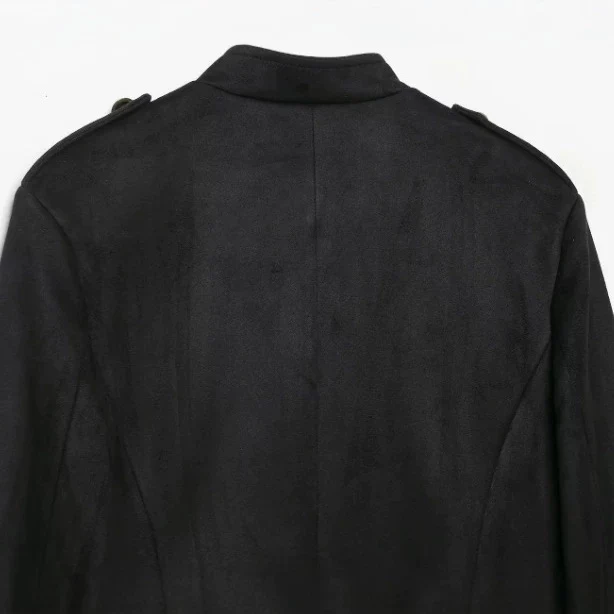 Damen Kurz geschnittene Wollmix-Jacke mit Stehkragen, Reißverschluss und Ballonärmeln Nord Taschen