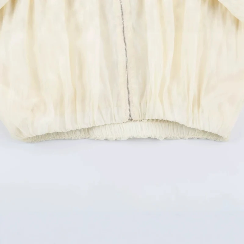 Damen Kurz geschnittene Wollmix-Jacke mit Stehkragen, Reißverschluss und Ballonärmeln Nord Taschen