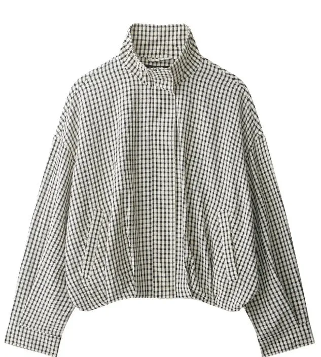 Damen Kurz geschnittene Wollmix-Jacke mit Stehkragen, Reißverschluss und Ballonärmeln Nord Taschen