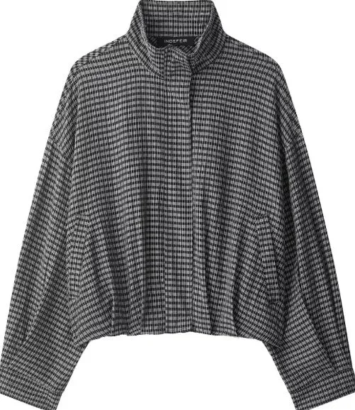 Damen Kurz geschnittene Wollmix-Jacke mit Stehkragen, Reißverschluss und Ballonärmeln Nord Taschen