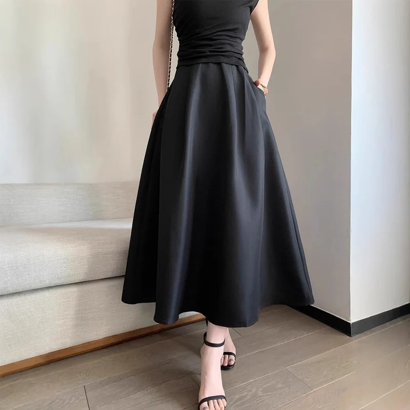 Damen Elegantes Langes Kleid mit Taillengürtel Nord Taschen