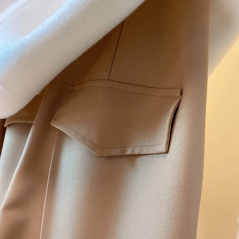 Damen Elegante und hoch taillierte Stoffhose mit breitem Bein Nord Taschen