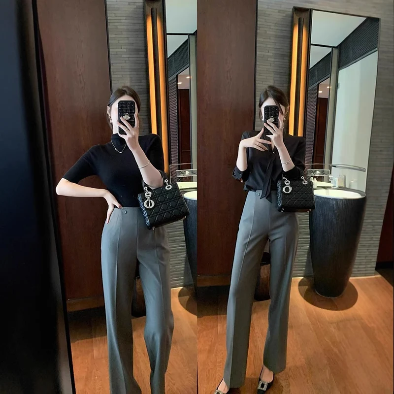 Damen Elegante und hoch taillierte Anzughose Nord Taschen