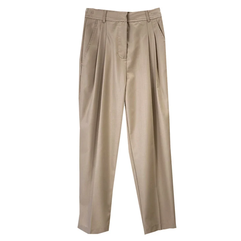 Damen Elegante Hochtaillierte Stoffhose Nord Taschen