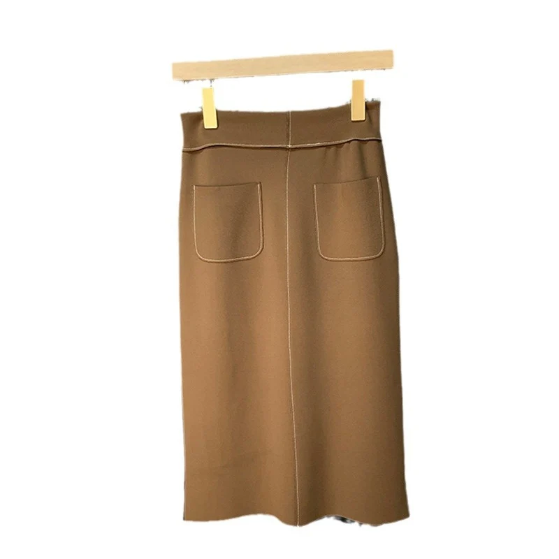 Damen Eleganter Midi-Rock mit Schlitzen Nord Taschen