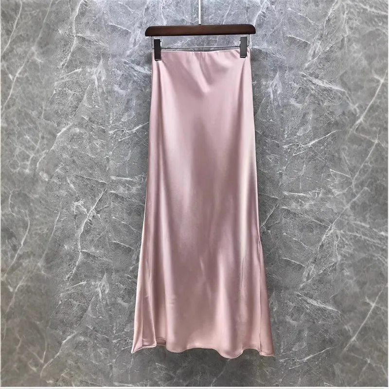 Damen Eleganter Midi-Rock aus hochwertigem Satin Nord Taschen