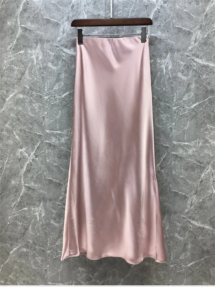 Damen Eleganter Midi-Rock aus hochwertigem Satin Nord Taschen
