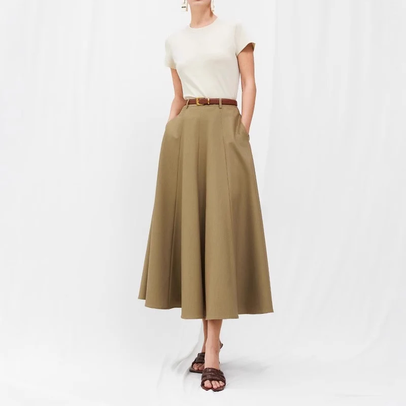 Damen Eleganter Maxirock mit Weit geschnittenem Design Nord Taschen