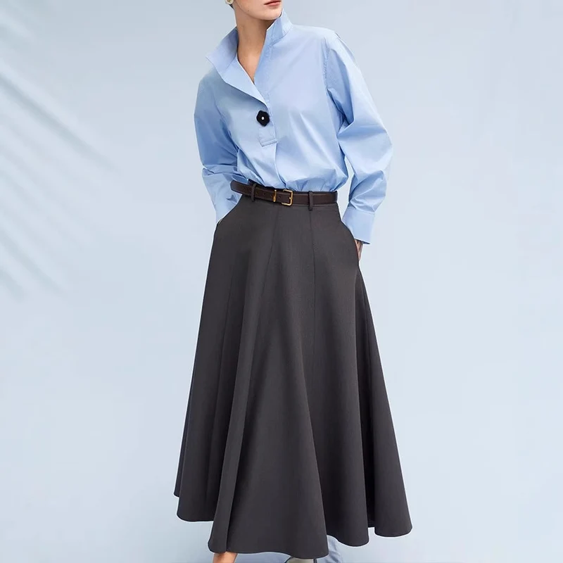 Damen Eleganter Maxirock mit Weit geschnittenem Design Nord Taschen