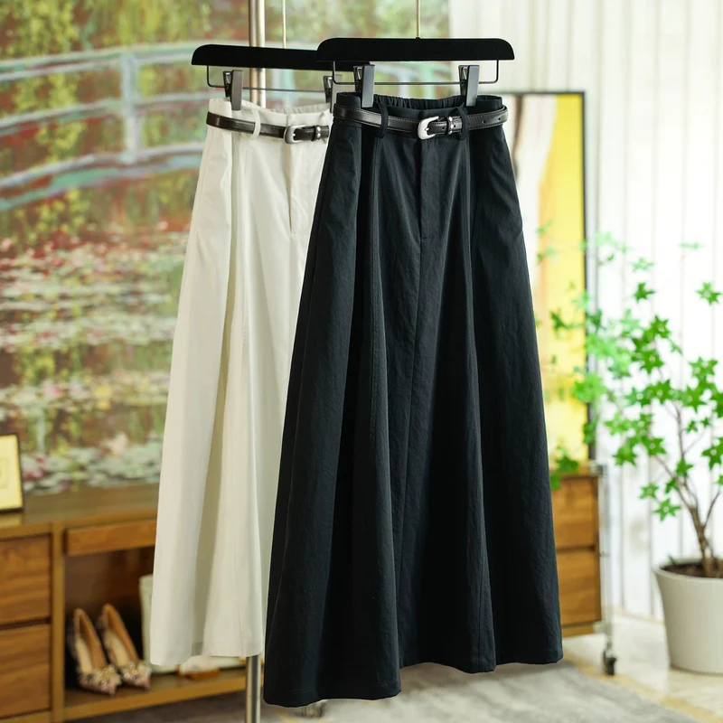Damen Eleganter Maxirock mit Taillengürtel Nord Taschen
