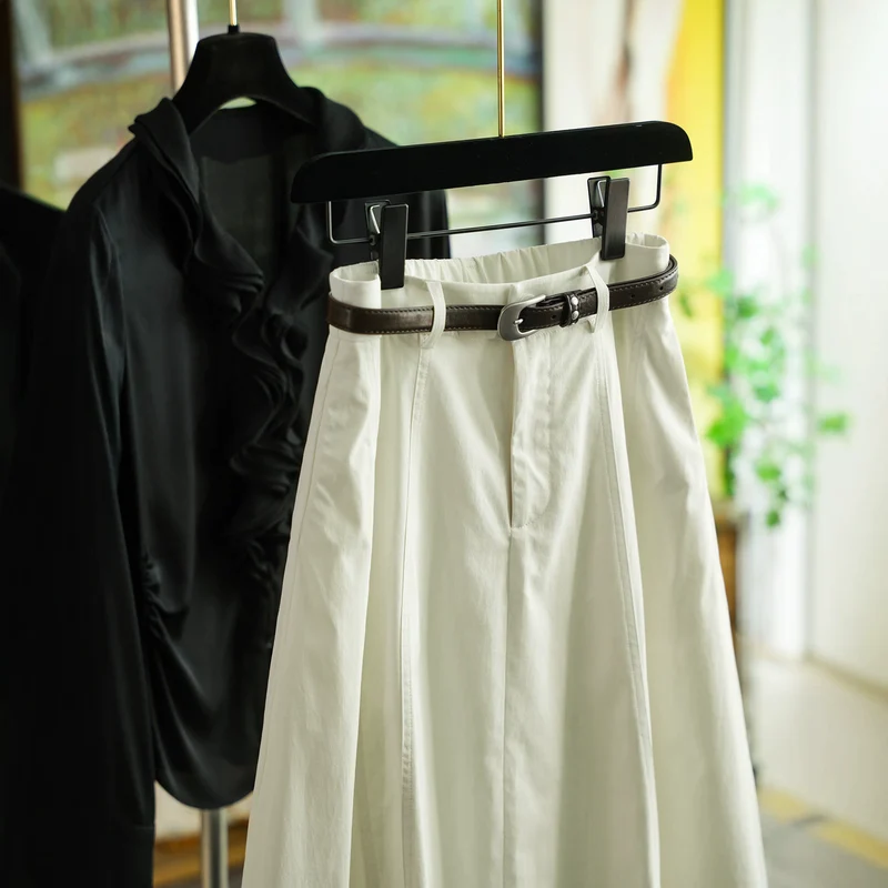 Damen Eleganter Maxirock mit Taillengürtel Nord Taschen