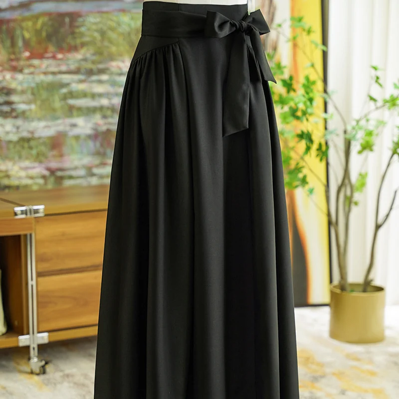 Damen Eleganter Maxirock mit Taillengürtel Nord Taschen