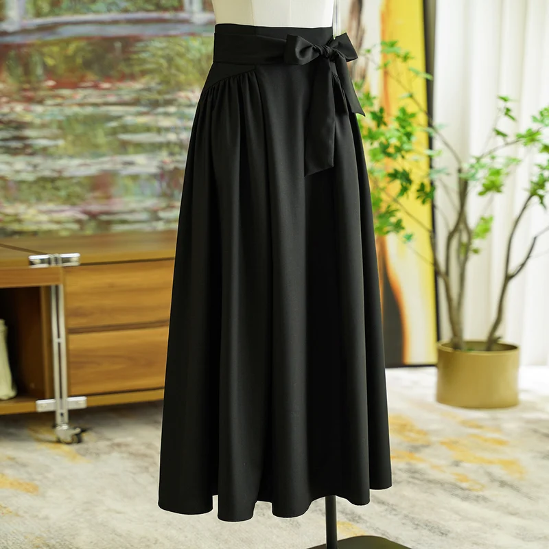 Damen Eleganter Maxirock mit Taillengürtel Nord Taschen