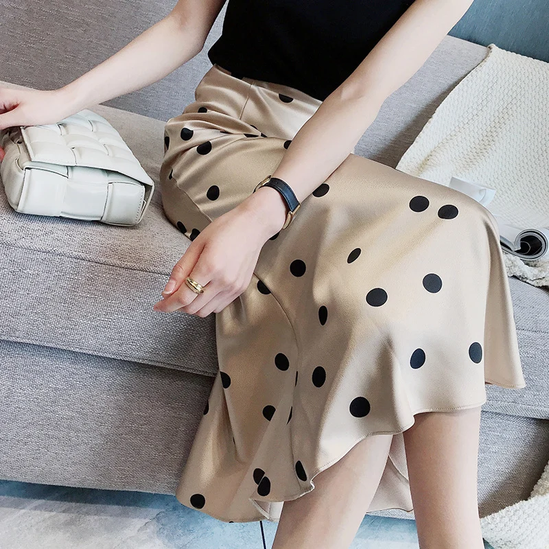 Damen Eleganter Maxirock mit Polka-Dots Nord Taschen