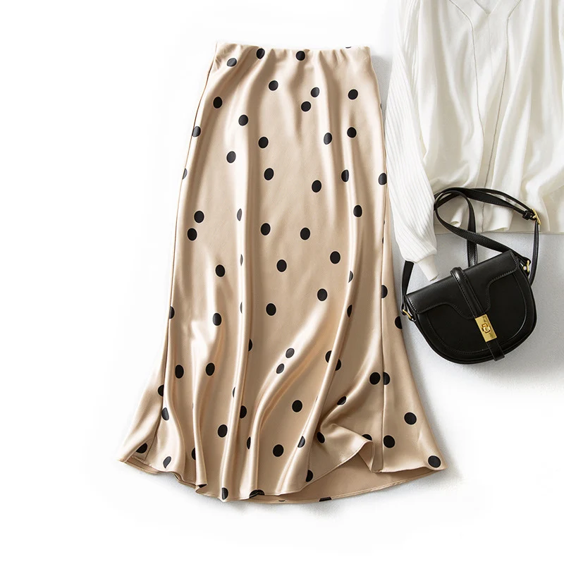 Damen Eleganter Maxirock mit Polka-Dots Nord Taschen