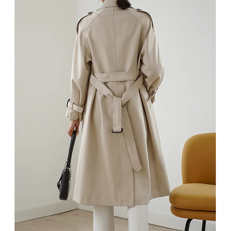 Damen Eleganter Trenchcoat mit doppelter Knopfleiste und praktischem Taillengürtel Nord Taschen