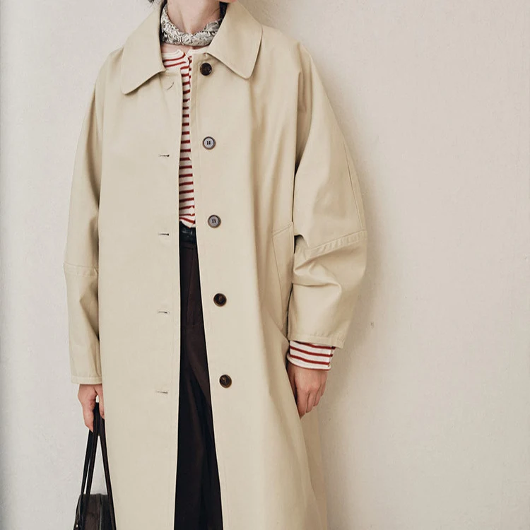 Damen Eleganter Trenchcoat mit Doppelreiher Nord Taschen