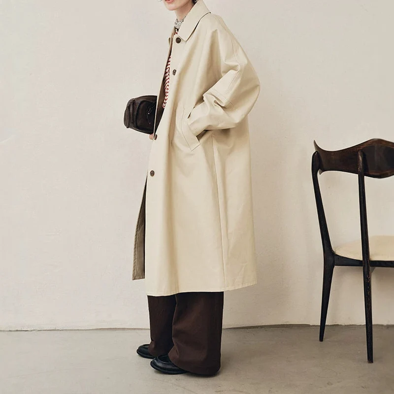 Damen Eleganter Trenchcoat mit Doppelreiher Nord Taschen