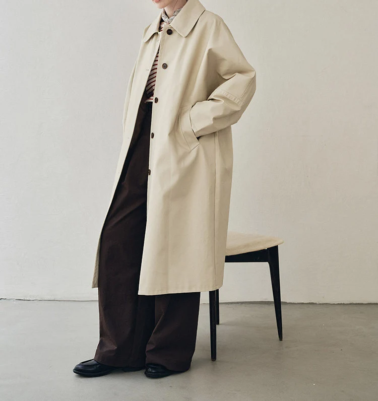 Damen Eleganter Trenchcoat mit Doppelreiher Nord Taschen