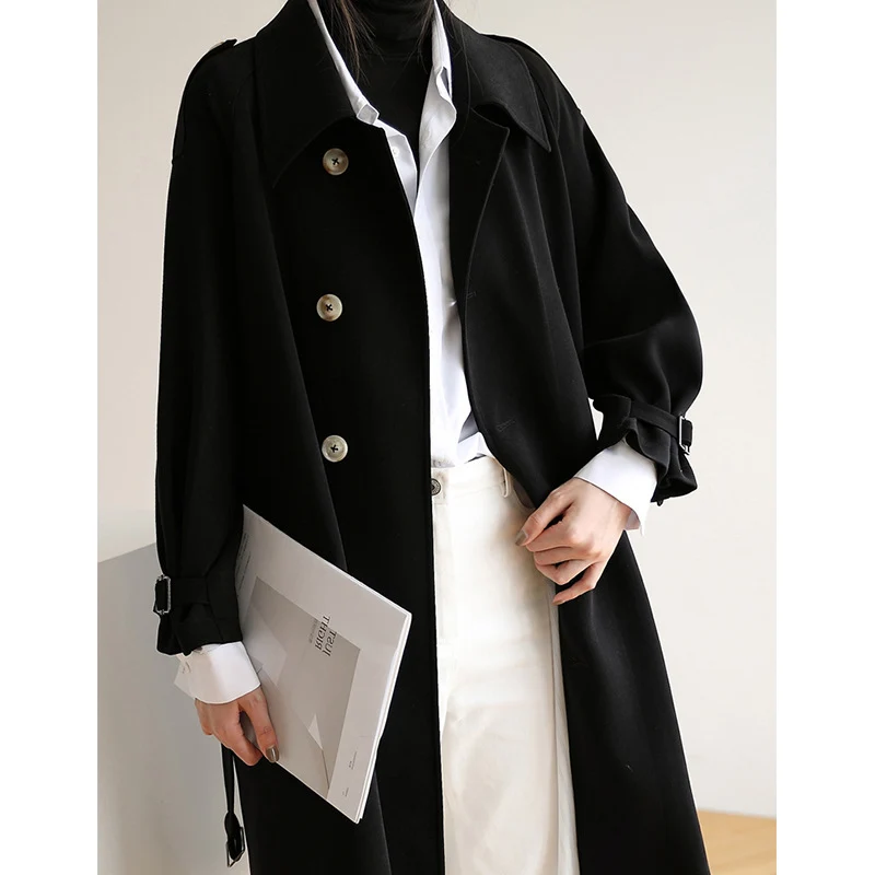 Damen Eleganter Trenchcoat mit breitem Kragen Nord Taschen