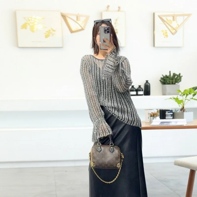 Damen Eleganter transparenter Pullover Nord Taschen
