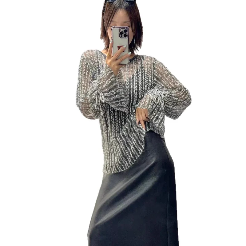 Damen Eleganter transparenter Pullover Nord Taschen