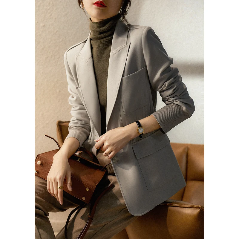 Damen Eleganter Tailored Blazer mit Taschen Nord Taschen