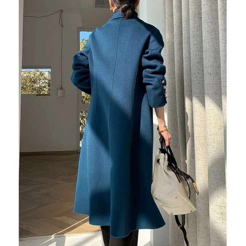 Damen Eleganter Wolle Trenchcoat Nord Taschen