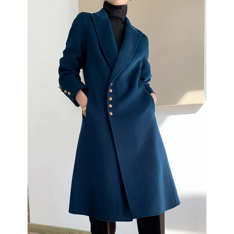 Damen Eleganter Wolle Trenchcoat Nord Taschen