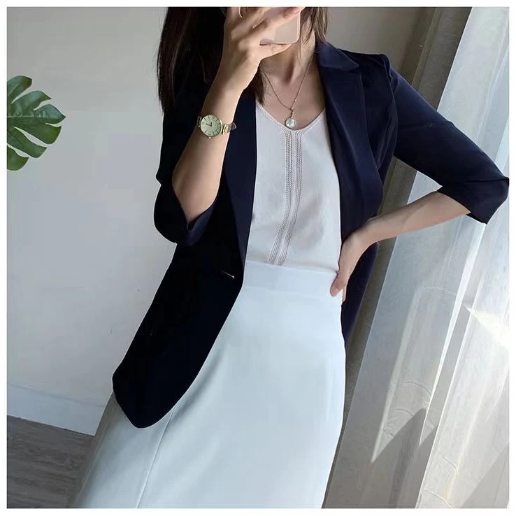 Damen Eleganter Blazer mit kurzem Arm Nord Taschen
