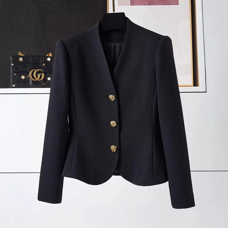 Damen Eleganter Blazer mit goldenem Knopfdetail Nord Taschen
