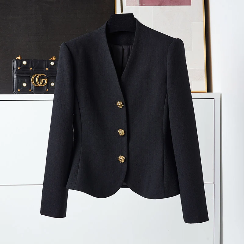 Damen Eleganter Blazer mit goldenem Knopfdetail Nord Taschen