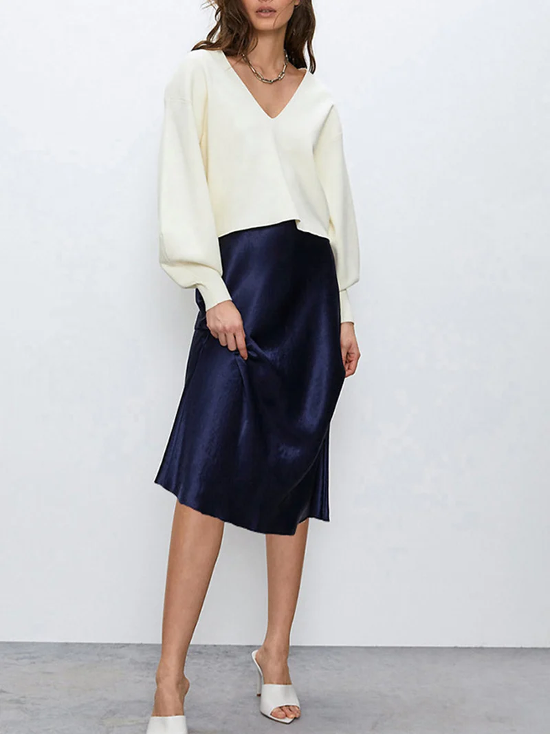 Damen Elegante und fließende Midibluse Nord Taschen