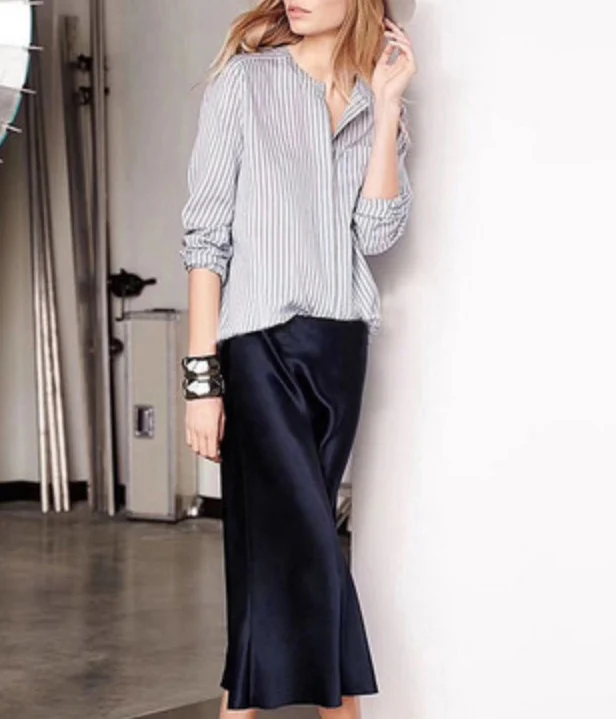 Damen Elegante und fließende Bluse mit Streifen Nord Taschen