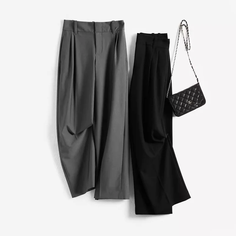 Damen Elegante, hoch taillierte und fließende Stoffhose Nord Taschen