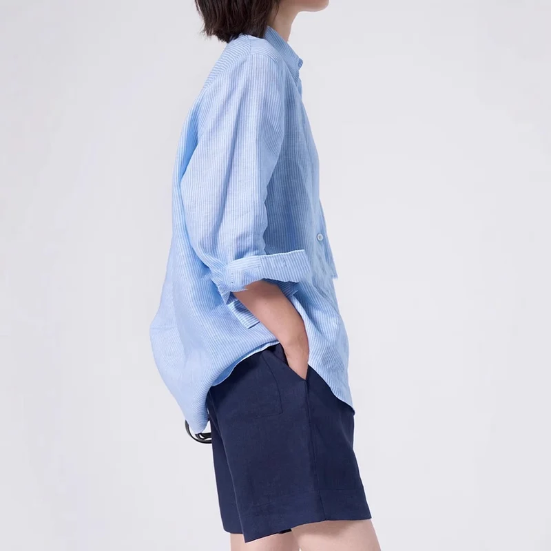 Damen Elegante gestreifte Bluse Nord Taschen