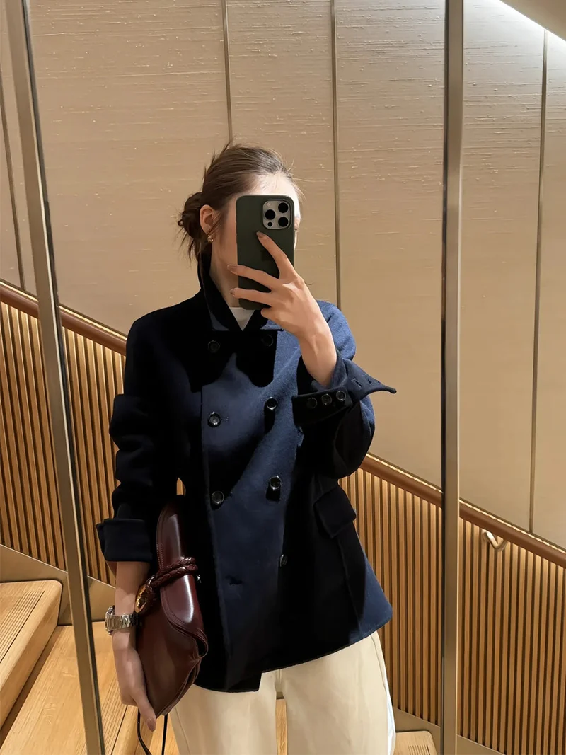 Damen Elegante doppeltbreasted Jacke Nord Taschen