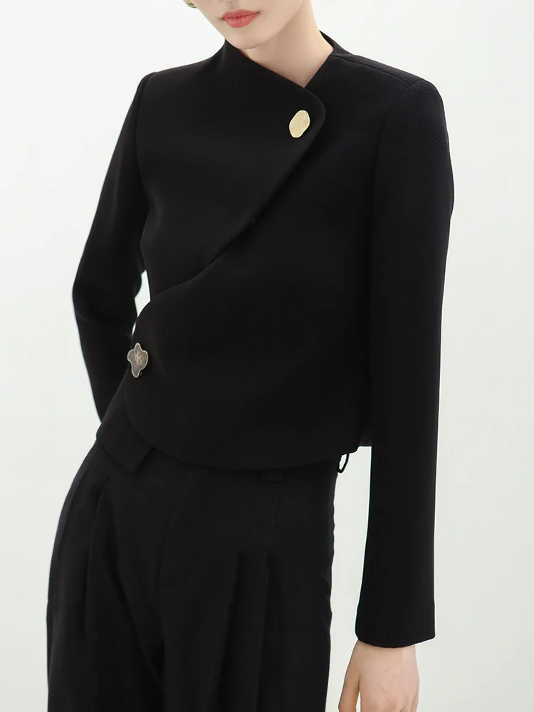 Damen Elegante cropped Blazerjacke mit asymmetrischem Schnitt Nord Taschen