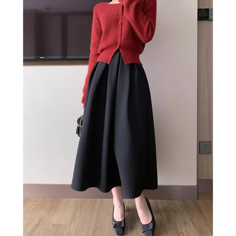 Damen Eleganter Maxirock mit Falten Nord Taschen