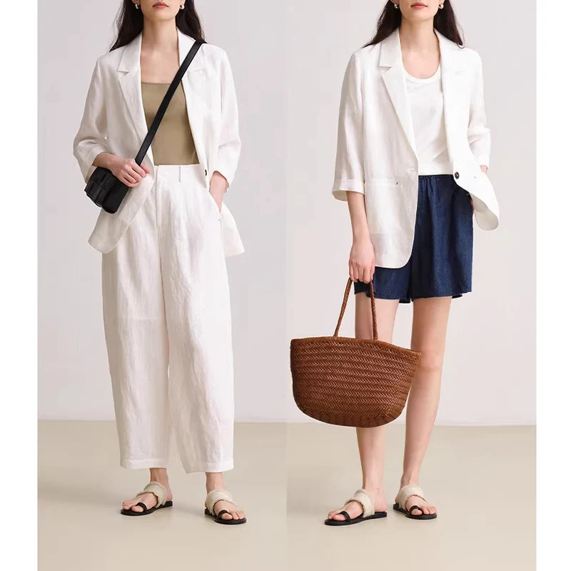 Damen Bequeme und elegante Leinenhose Nord Taschen