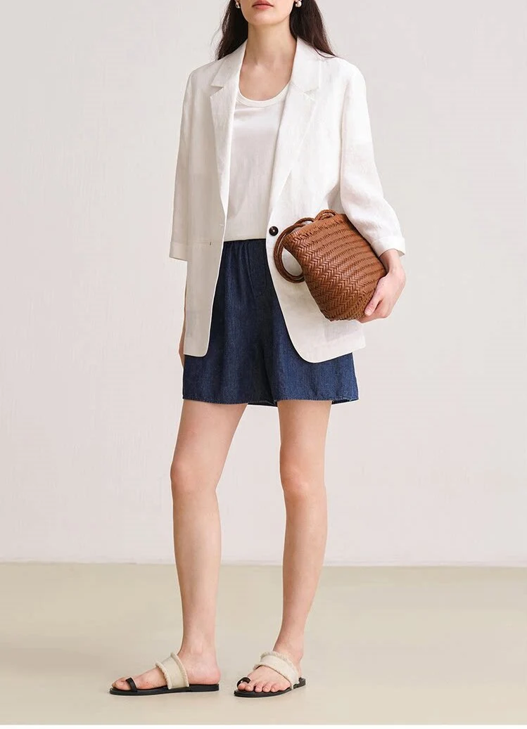 Damen Bequeme und elegante Leinenhose Nord Taschen