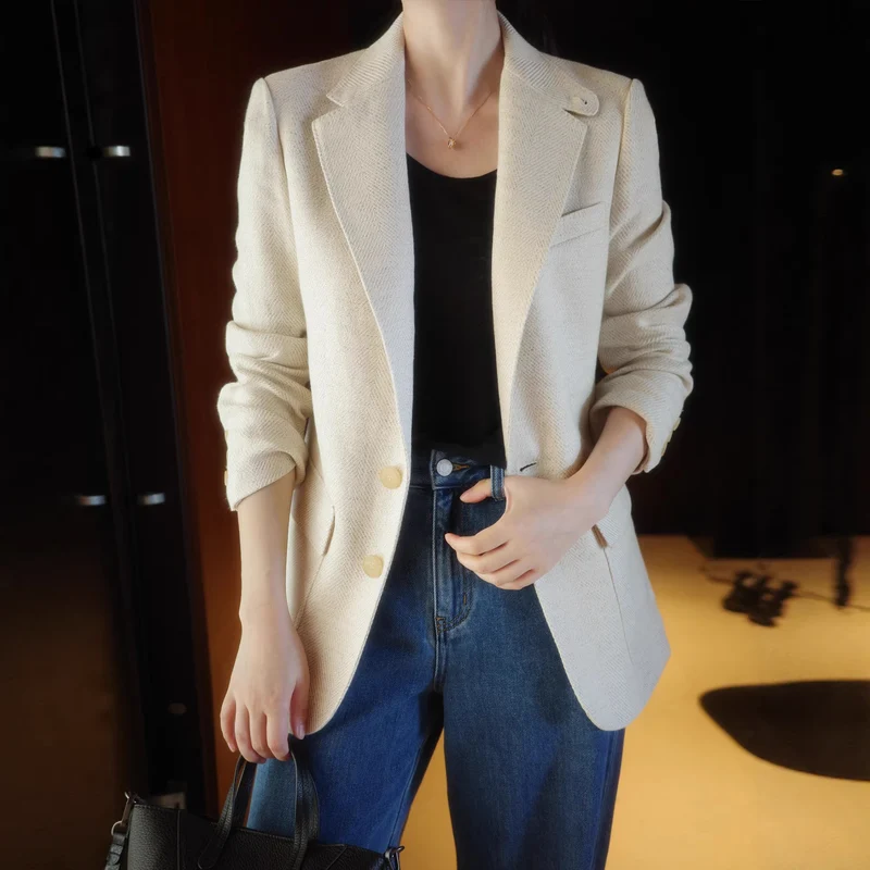 Damen Eleganter Strukturierter Blazer Nord Taschen