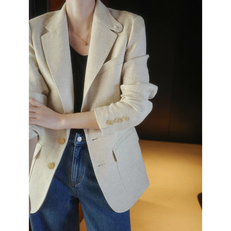 Damen Eleganter Strukturierter Blazer Nord Taschen