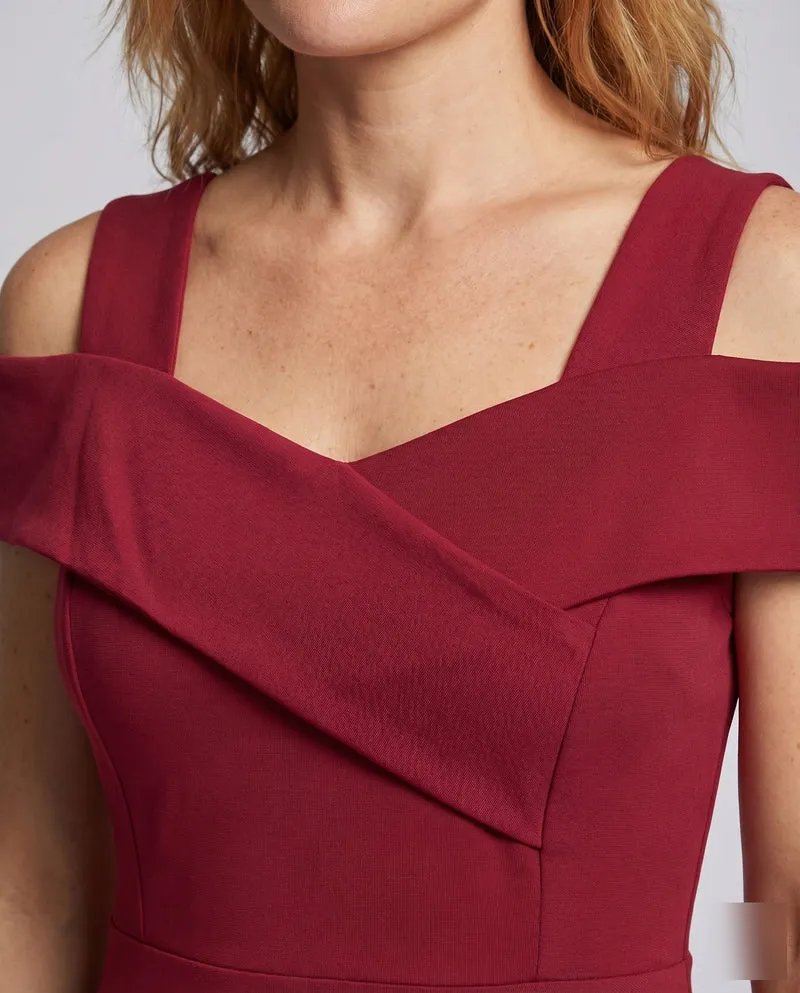 Damen Cocktailkleid Schulterfrei Überkreuztes Dekolleté Tailliert