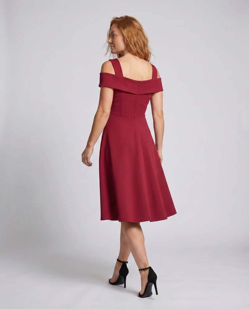 Damen Cocktailkleid Schulterfrei Überkreuztes Dekolleté Tailliert