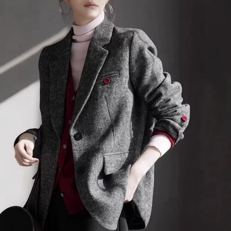 Damen Eleganter Wollblazer mit modischem Schnitt Nord Taschen