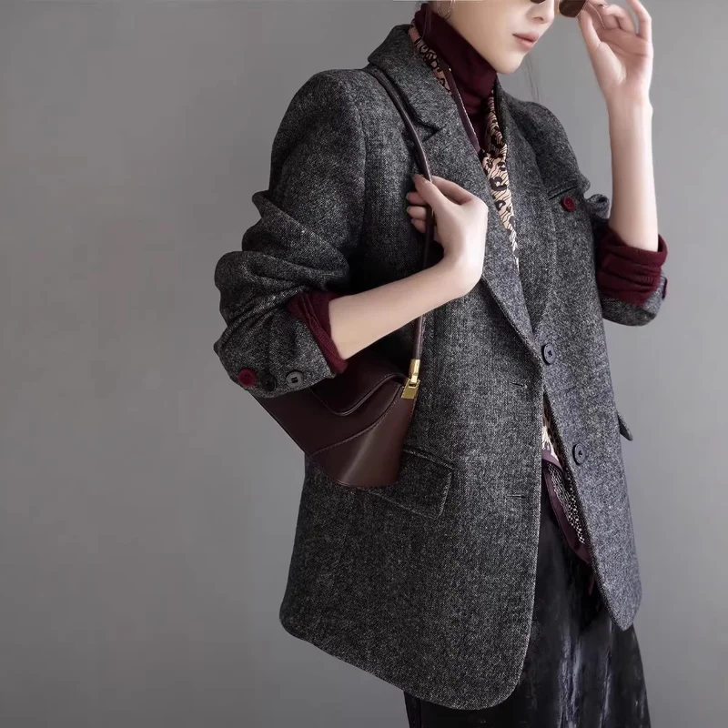 Damen Eleganter Wollblazer mit modischem Schnitt Nord Taschen