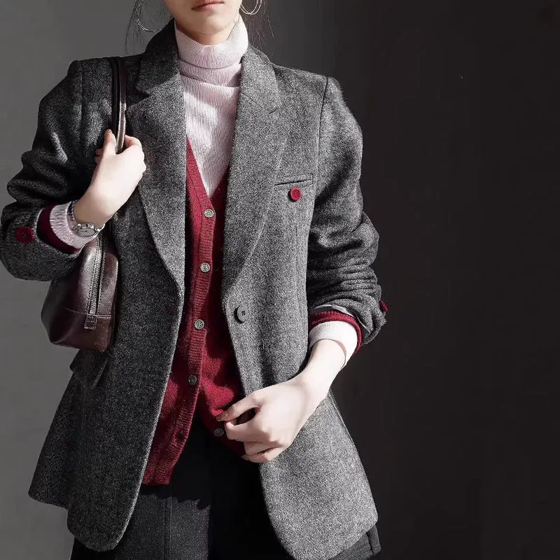 Damen Eleganter Wollblazer mit modischem Schnitt Nord Taschen