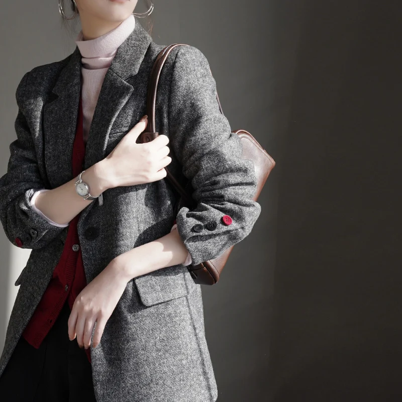 Damen Eleganter Wollblazer mit modischem Schnitt Nord Taschen