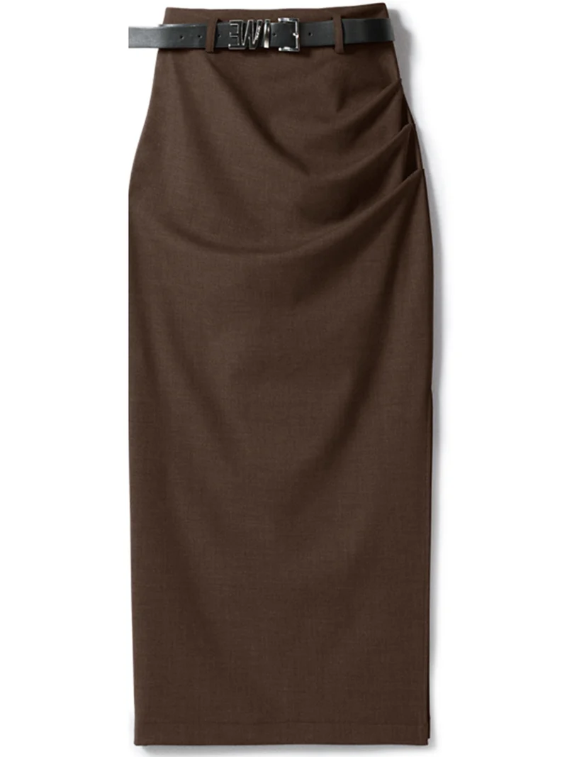 Damen Eleganter Wickelrock mit Taillengürtel Nord Taschen
